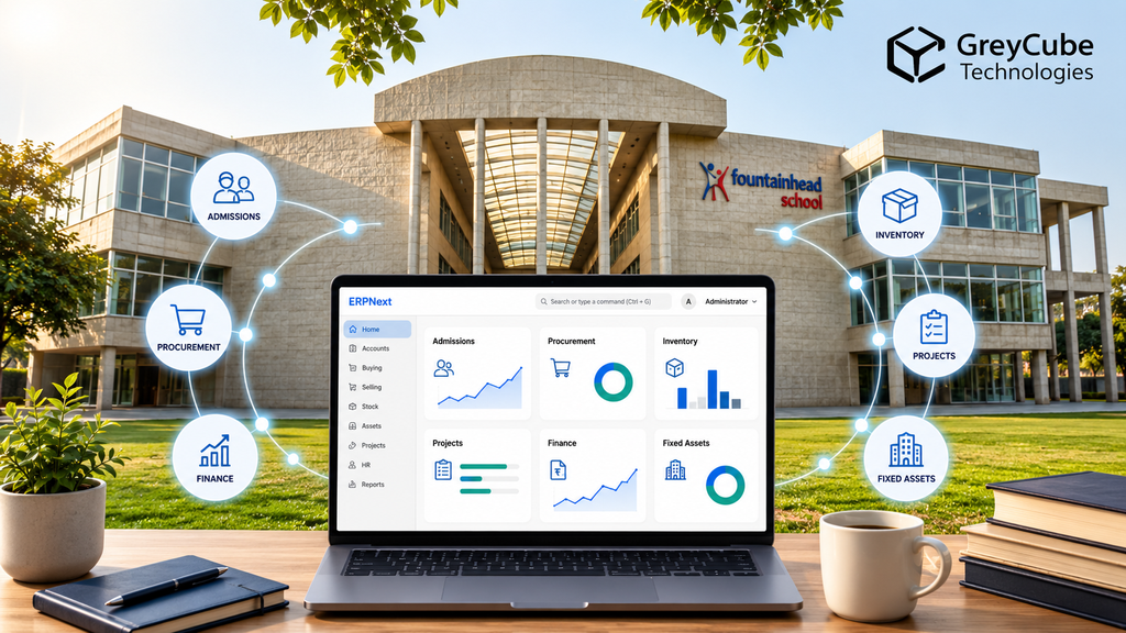 FountainHead School Unified Admissions, Operations & Finance Through ERPNext - Cover Image